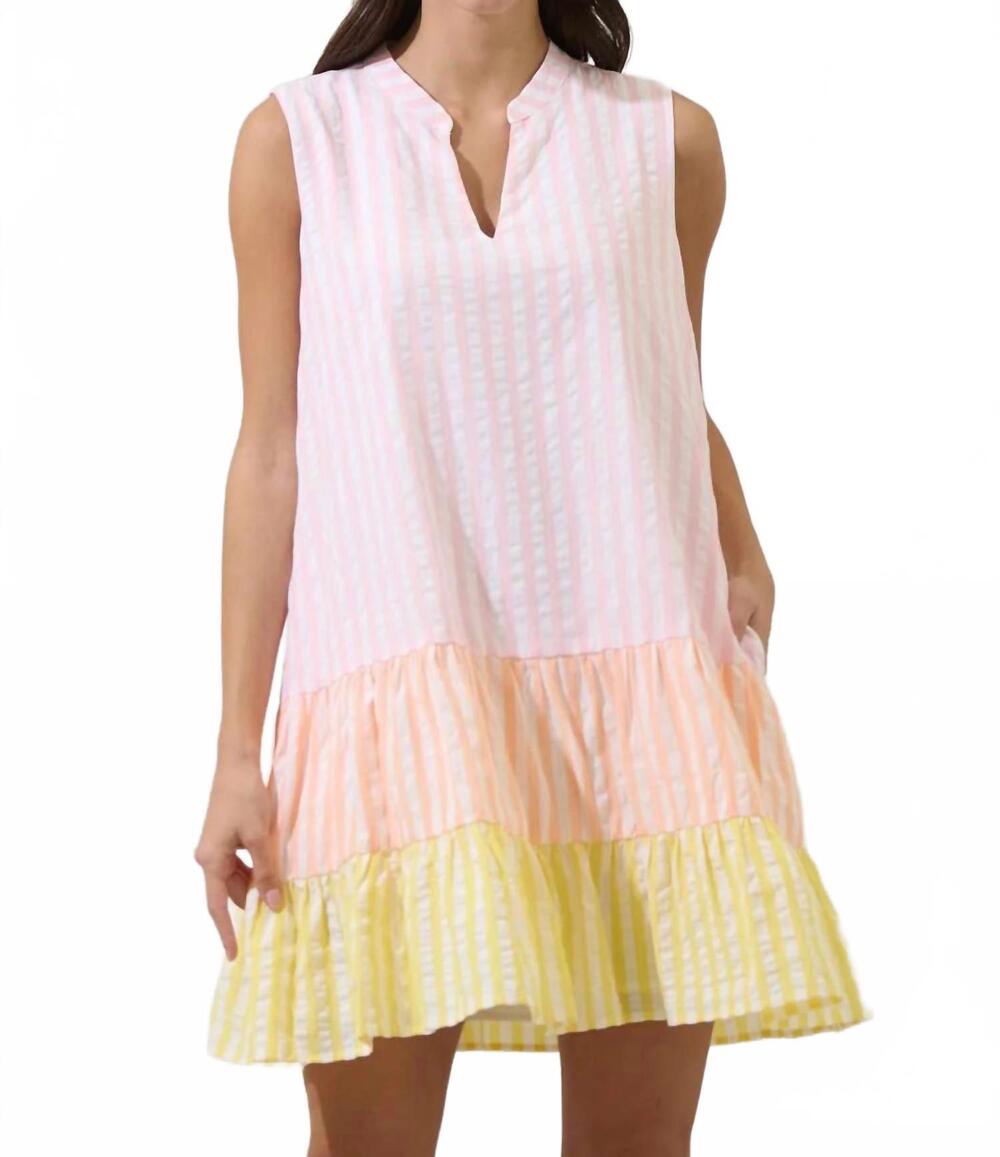 NEW SUGARLIPS addely striped color block shift mini dress in pink stripe - Picture 1 of 5